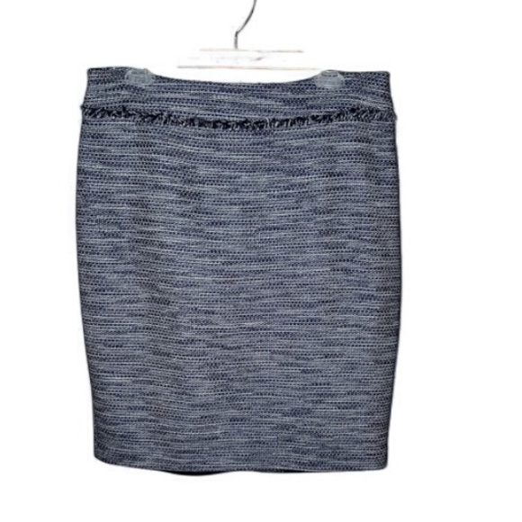 Karl Lagerfeld Dresses & Skirts - Karl Lagerfeld Pencil Skirt Womens 8
Blue Tweed Woven Fringe